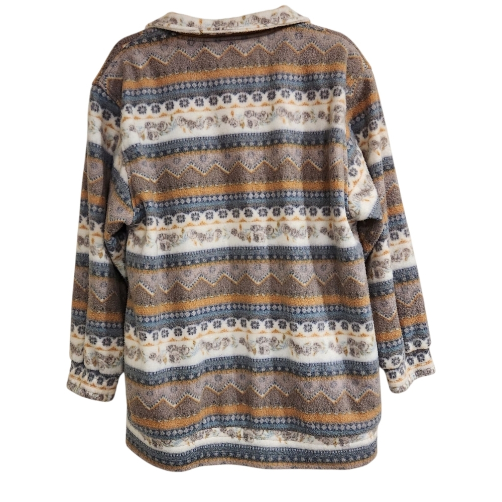 Vtg Haband Fleece Jacket Womens Sz Large Aztec Full Zip Southwest Pockets Warm - Picture 2 of 10